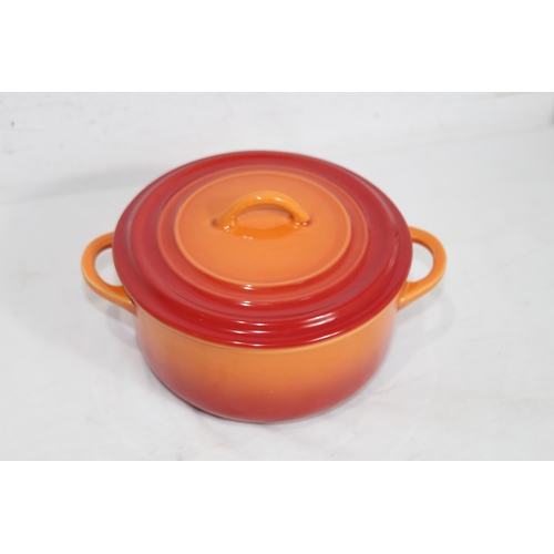 224 - 2 X CLASSIC LE CREUSET POTS AND A CAST OVEN DISH