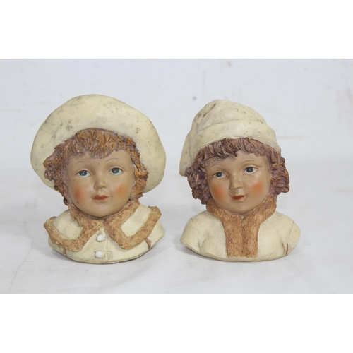 249 - PAIR OF VINTAGE FRENCH CHINA CHILD HEADS
12CM