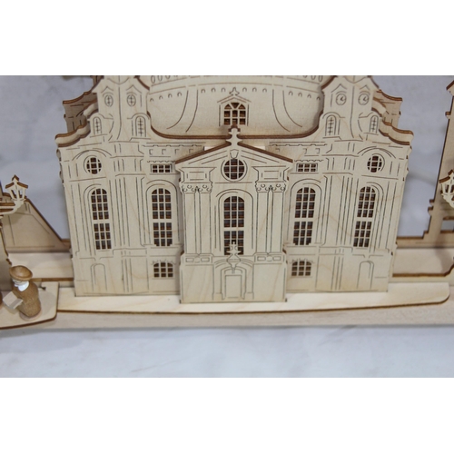 354 - TIETZE WOODEN LIGHT UP CHRISTMAS SCENE
53CM