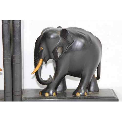 413 - PAIR OF VINTAGE EBONY ELEPHANT BOOK ENDS
21CM