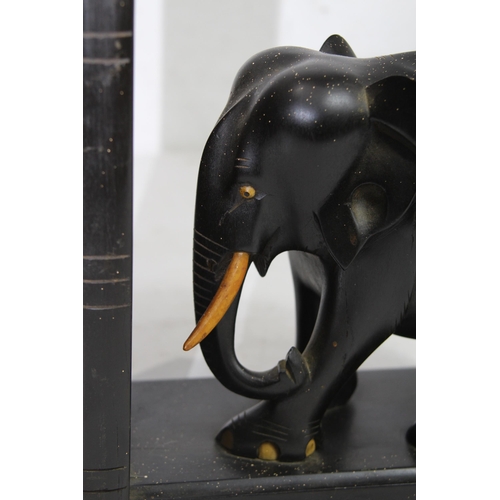 413 - PAIR OF VINTAGE EBONY ELEPHANT BOOK ENDS
21CM