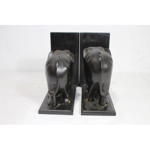 413 - PAIR OF VINTAGE EBONY ELEPHANT BOOK ENDS
21CM