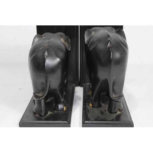 413 - PAIR OF VINTAGE EBONY ELEPHANT BOOK ENDS
21CM