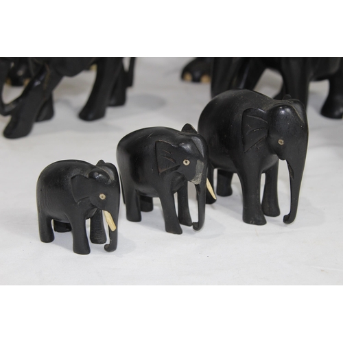 414 - QUANTITY OF VINTAGE EBONY ELEPHANTS x10
18CM