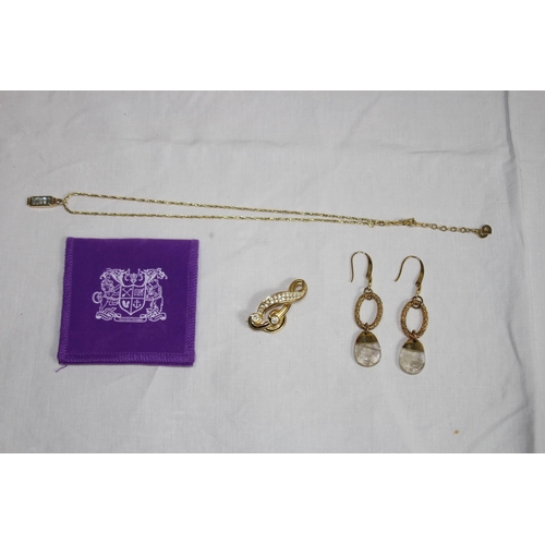 860 - 2 PIECES OF DIOR COSTUME JEWELLERY AND A PAIR OF TATGOSSIAN QUARTZ EARRINGS