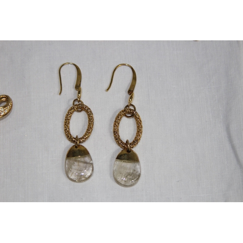 860 - 2 PIECES OF DIOR COSTUME JEWELLERY AND A PAIR OF TATGOSSIAN QUARTZ EARRINGS