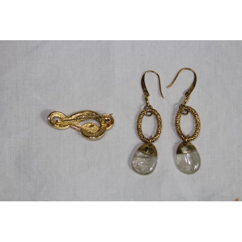 860 - 2 PIECES OF DIOR COSTUME JEWELLERY AND A PAIR OF TATGOSSIAN QUARTZ EARRINGS