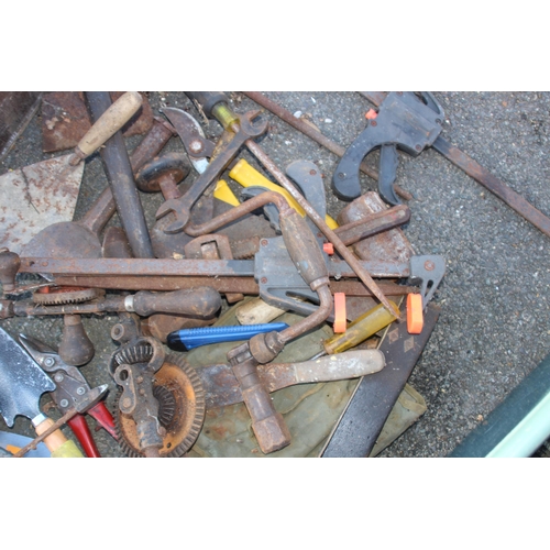 456 - 2 X VINTAGE SMALL WOODEN TOOL BOXES AND BOX OF TOOLS 
42 X 31 X 23