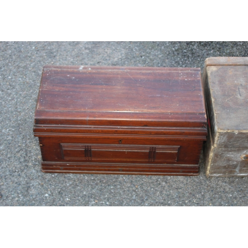 456 - 2 X VINTAGE SMALL WOODEN TOOL BOXES AND BOX OF TOOLS 
42 X 31 X 23