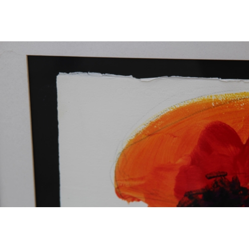 110 - FRAMED AND GLAZED SIGNED MIXED MEDIA PICTURE OF A POPPY
98 X 77CM