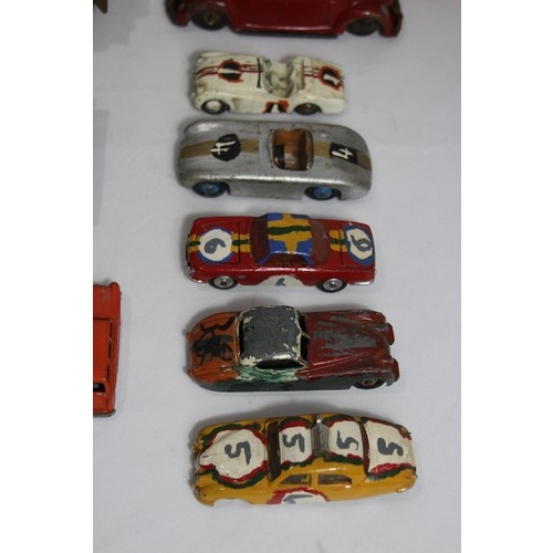 593 - QUANTITY OF VINTAGE TINPLATE AND DIE CAST VEHICLES - IN NEED OF SOME TLC