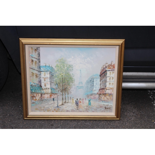 138 - SIGNED OIL ON BOARD OF FRENCH STREET SCENE
55 X 46CM