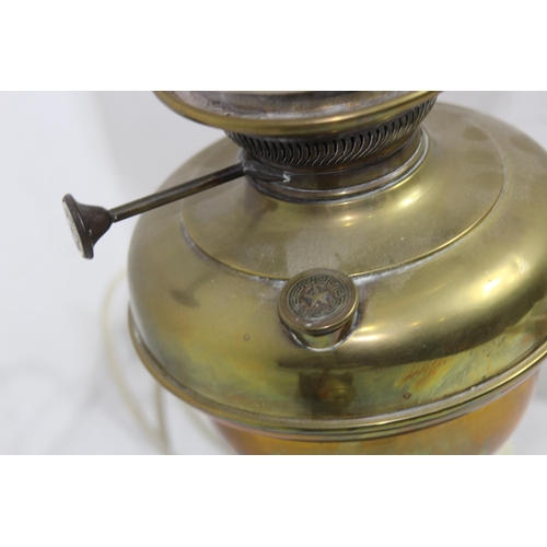 193 - VINTAGE CONVERTED OIL LAMP AND A COACHING LAMP
39CM