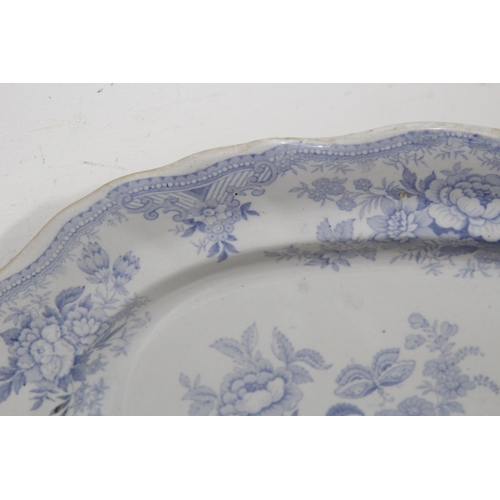 262 - 2 LARGE VINTAGE BLUE AND WHITE MEAT PLATES
56CM