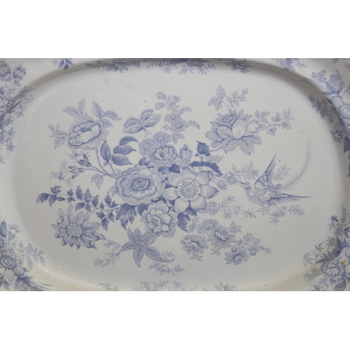 262 - 2 LARGE VINTAGE BLUE AND WHITE MEAT PLATES
56CM