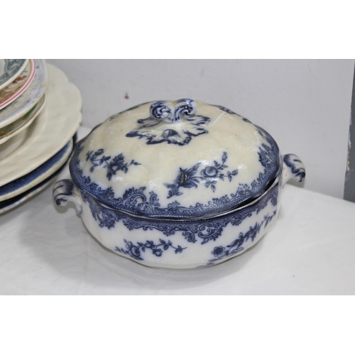 264 - QUANTITY OF ANTIQUE BLUE AND WHITE CHINA ETC