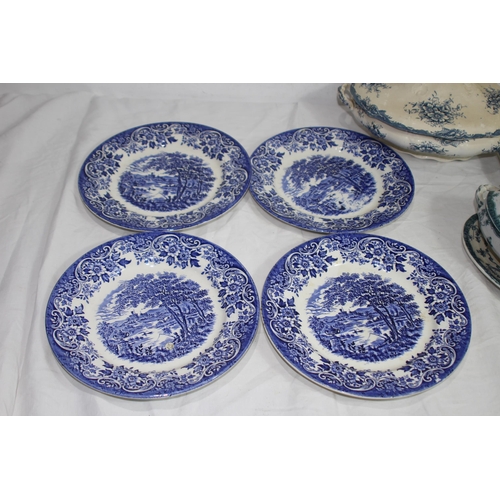 265 - QUANTITY OF ANTIQUE BLUE AND WHITE CHINA ETC