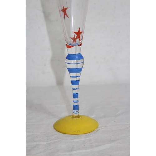 273 - SET OF 6 RETRO ORREFORS CLOWN CHAMPAGNE GLASSES BY ANN NILSSON
27CM