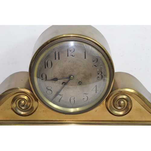 467 - VINTAGE LARGE SOLID BRASS MANTLE CLOCK
67 X 35CM