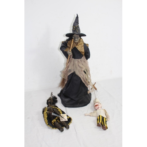 480 - 2 PUPPETS AND WITCH FIGURE
55CM