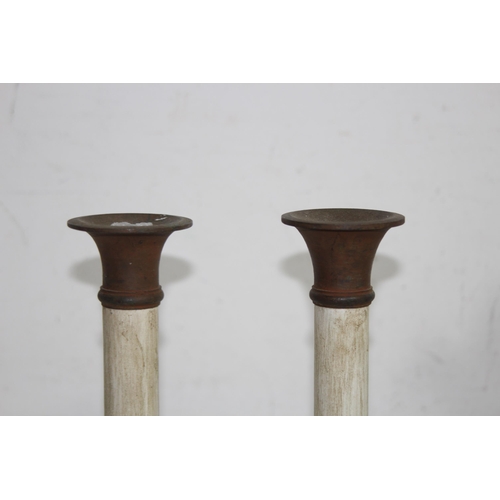 482 - RETRO SYPHON AND PAIR OF CANDLESTICKS
36CM