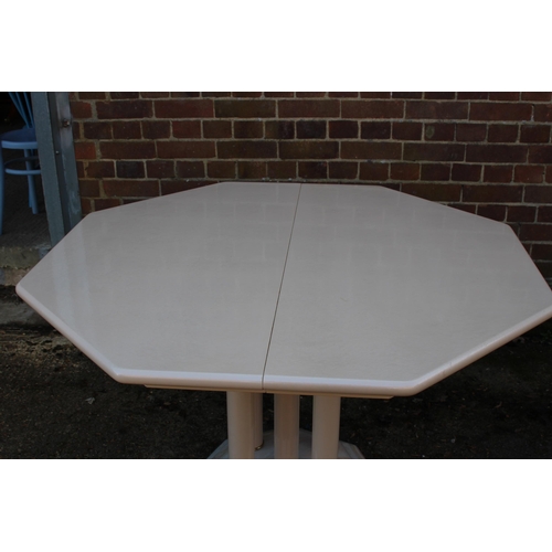 12 - CREAM PAINTED DINING TABLE AND THREE CHAIRS
120 X 120 X 77CM