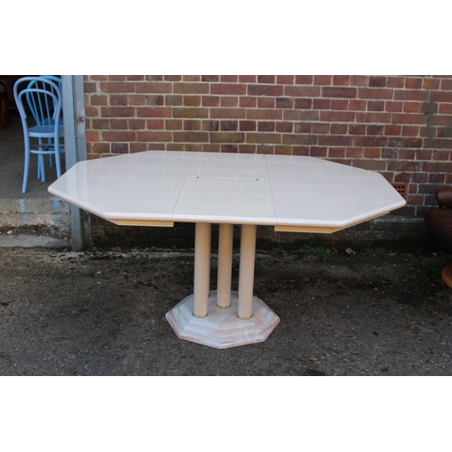 12 - CREAM PAINTED DINING TABLE AND THREE CHAIRS
120 X 120 X 77CM