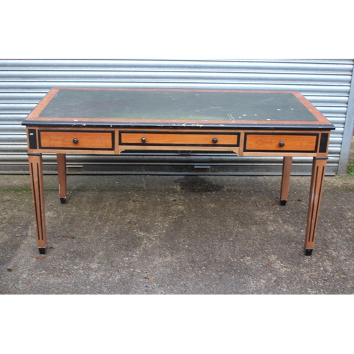 44 - VINTAGE FRENCH MAPLE LEATHER TOPPED DESK
148 X 71 X 76CM