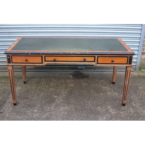 44 - VINTAGE FRENCH MAPLE LEATHER TOPPED DESK
148 X 71 X 76CM