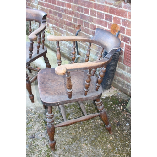 51 - PAIR OF EDWARDIAN SMOKERS CHAIRS 
40 X 70 X 90CM