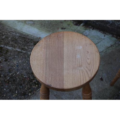 52 - 3 X NATURAL PINE STOOLS 
77 X 30CM