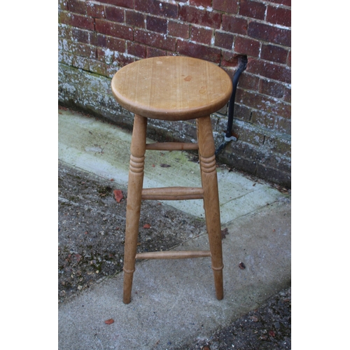 52 - 3 X NATURAL PINE STOOLS 
77 X 30CM