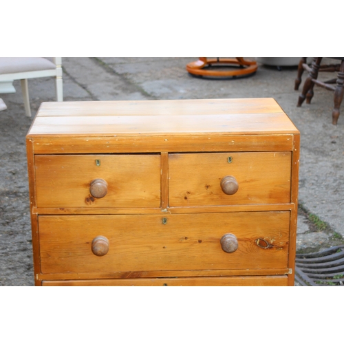 53 - ANTIQUE PINE TWO OVER TWO CHEST OF DRAWERS 
79 X 42 X 89CM