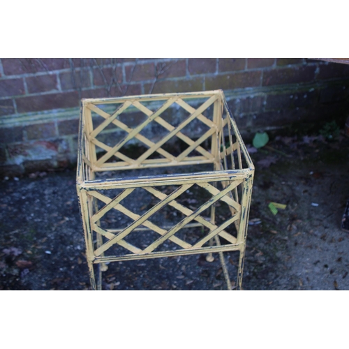 54 - FRENCH METAL FRAMED GARDEN TABLE PLUS 4 OTHER PEICES 
114 X 55 X 48CM
