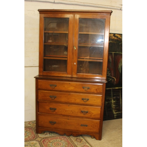 72 - EDWARDIAN FOUR DRAWER CHEST WITH BOOKCASE TOP
106 X 50 X 190CM
