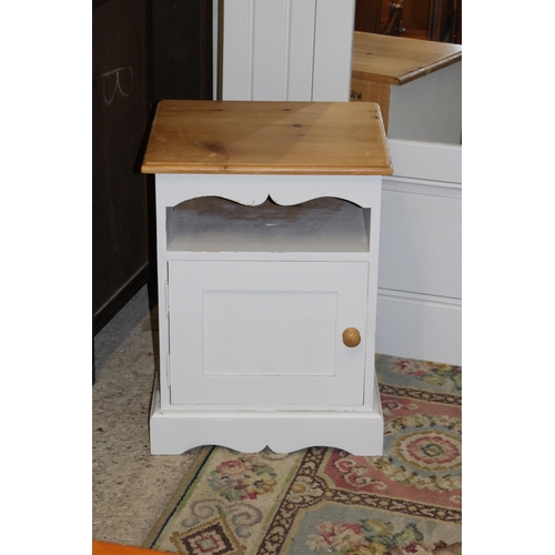 74 - PAINTED PINE WARDROBE AND MATCHING BEDSIDE 
95 X 53 X 195CM