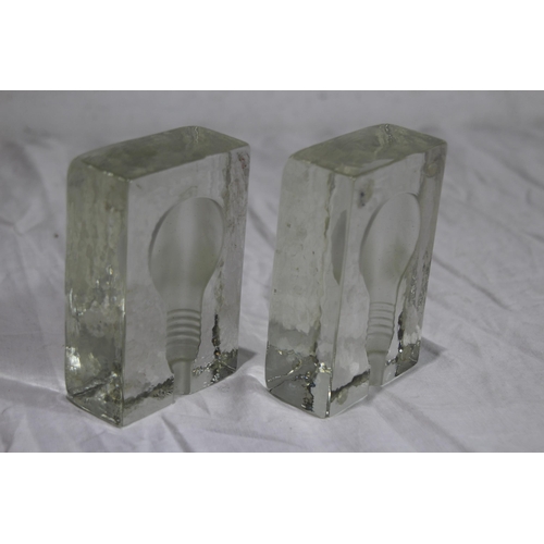 280 - PAIR OF LIGHT BLUB PAPERWEIGHTS
12CM