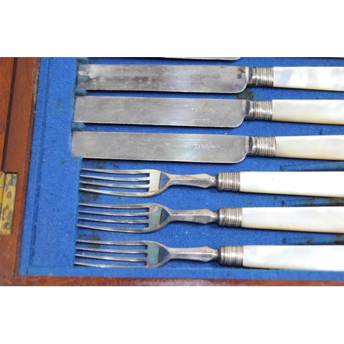 297 - BOXED OF MOTHER OF PEARL HANDLED FRUIT EATING SET