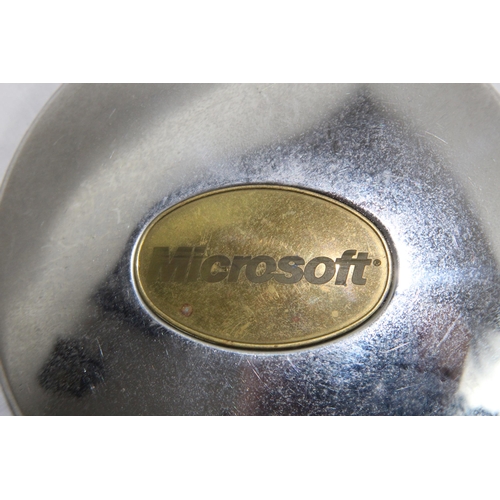 381 - SELECTION OF HIP FLASKS INCLUDING A RARE PROMOTIONAL MICROSOFT OVAL HIP FLASK