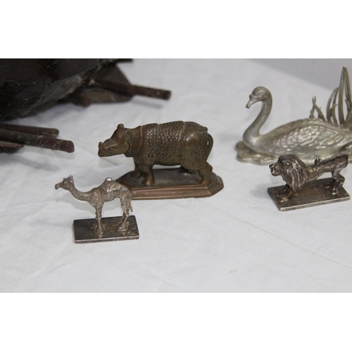 429 - SCULPTURE OF A LARGE METAL DUCK AND A QUANTITY OF METAL ANIMALS VARIETY OF METALS AND CREATURES
40 X... 