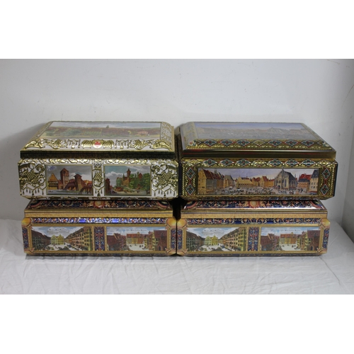 509 - QUANTITY OF GERMAN DECORATIVE TINS  x4
42 X 30 X 17CM