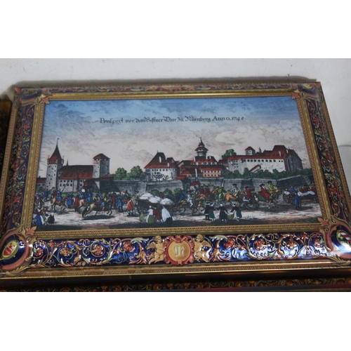 509 - QUANTITY OF GERMAN DECORATIVE TINS  x4
42 X 30 X 17CM