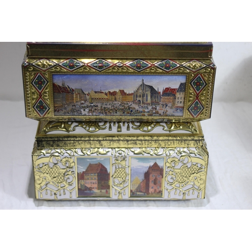 509 - QUANTITY OF GERMAN DECORATIVE TINS  x4
42 X 30 X 17CM