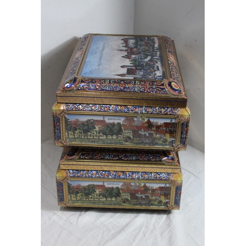 509 - QUANTITY OF GERMAN DECORATIVE TINS  x4
42 X 30 X 17CM