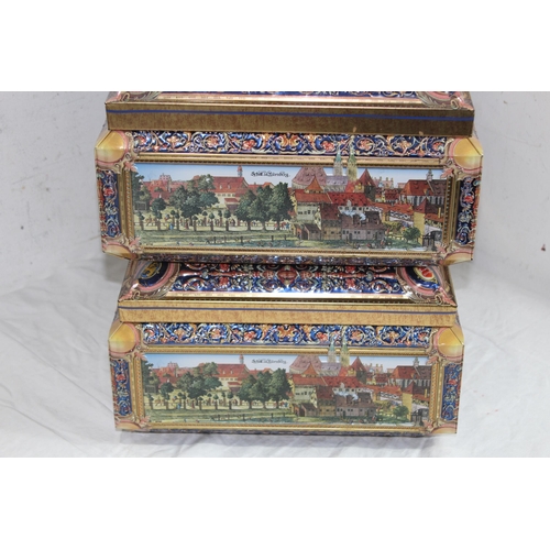 509 - QUANTITY OF GERMAN DECORATIVE TINS  x4
42 X 30 X 17CM