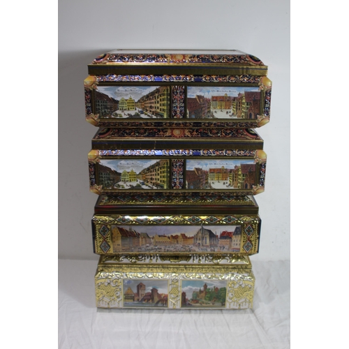 509 - QUANTITY OF GERMAN DECORATIVE TINS  x4
42 X 30 X 17CM