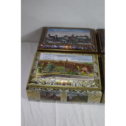 509 - QUANTITY OF GERMAN DECORATIVE TINS  x4
42 X 30 X 17CM