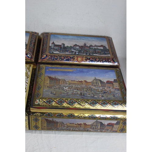 509 - QUANTITY OF GERMAN DECORATIVE TINS  x4
42 X 30 X 17CM