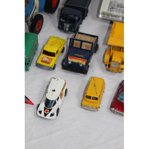 644 - QUANTITY OF PLAYWORN DIECAST TOYS INCLUDING DINKY, MATCHBOX ETC