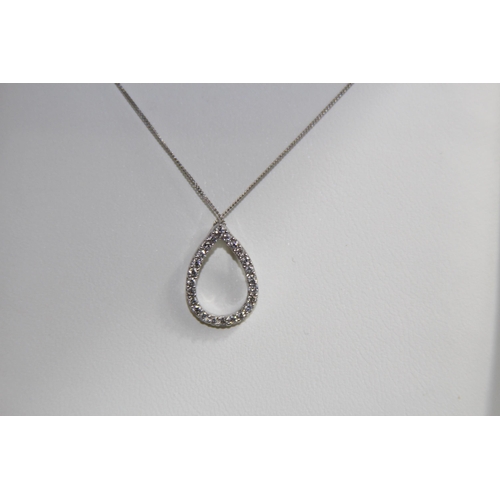 1133 - 9CT WHITE AND DIAMOND SET PENDANT NECKLACE - 1.30G TOTAL WEIGHT